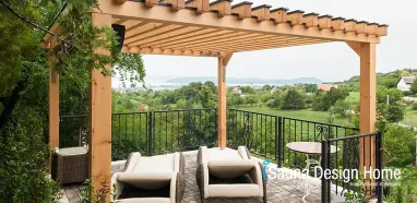 Egyedi pergola balatoni welness kertben Egyedi pergola balatoni welness kertben